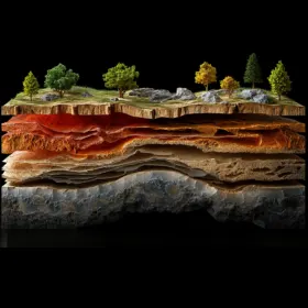 Geological cross-section showing subsurface soil and rock layers.
